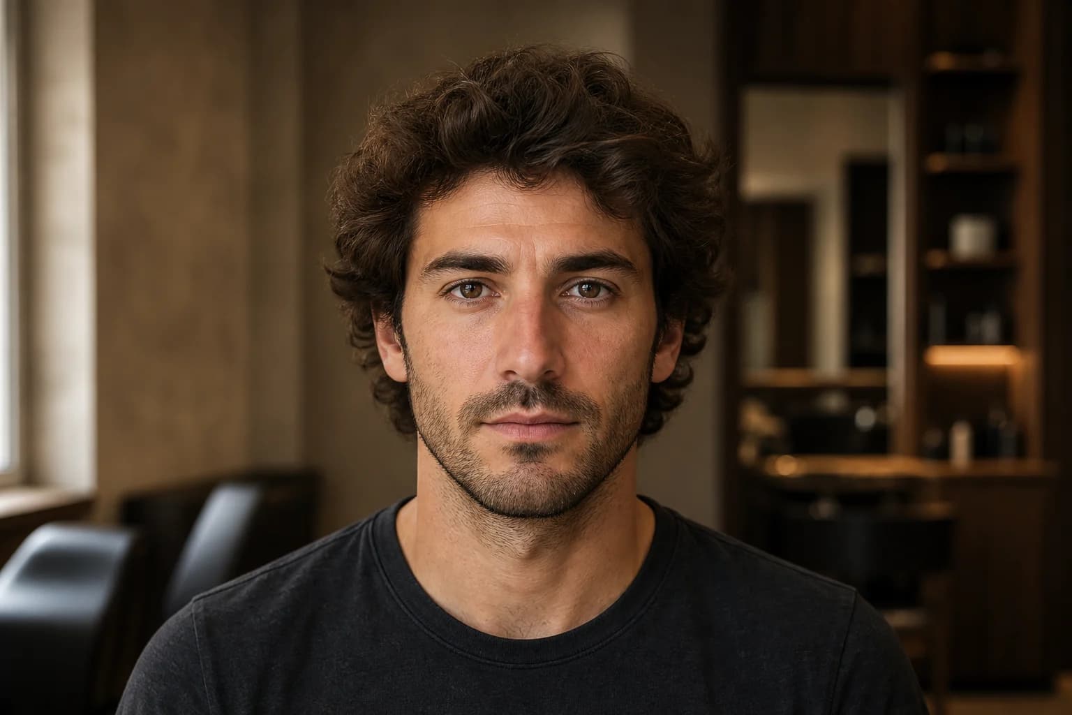 Homme italien aux cheveux foncés épais avant l’aperçu